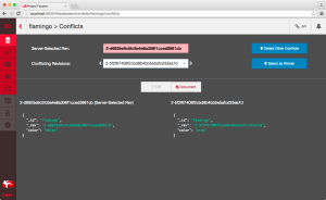 Both conflicting documents next to each other